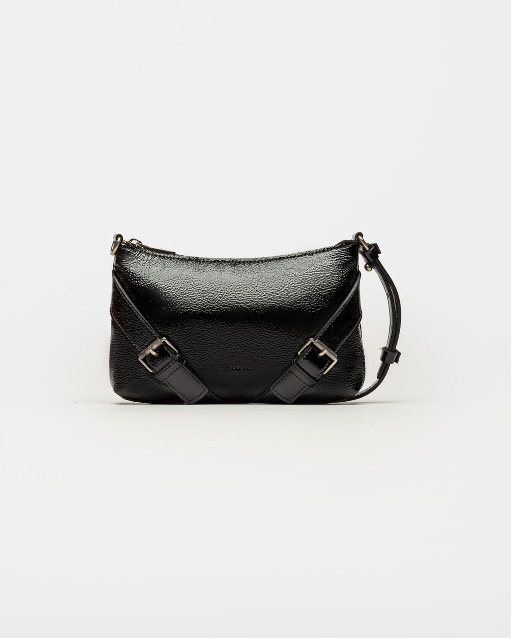 Mini bag Pocket en cuero charol arrugado