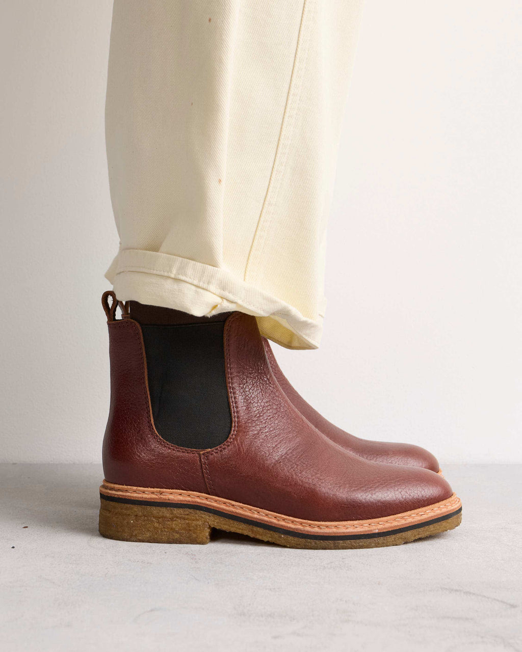 Bota caña baja Brighton en cuero graneado