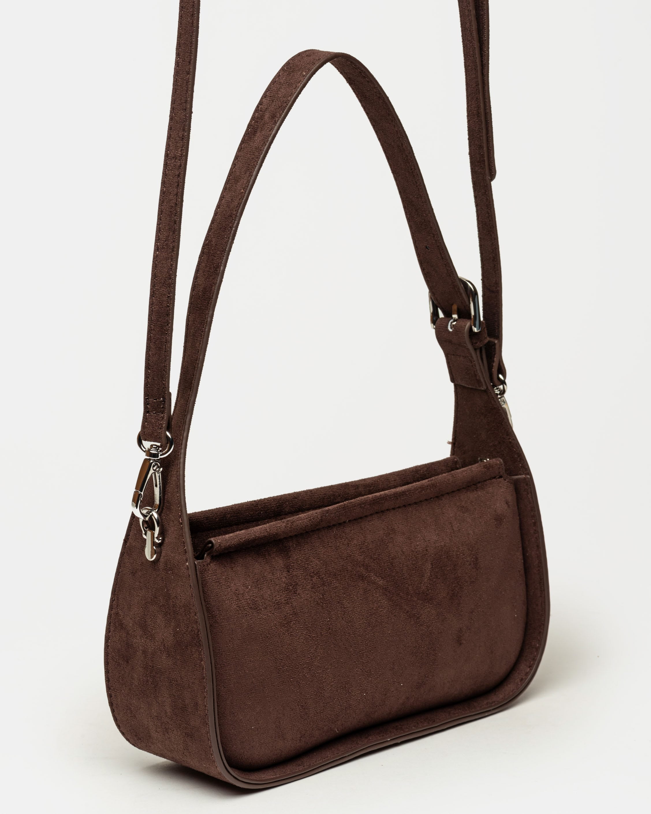 Cartera al hombro Leaf en efecto cuero gamuza
